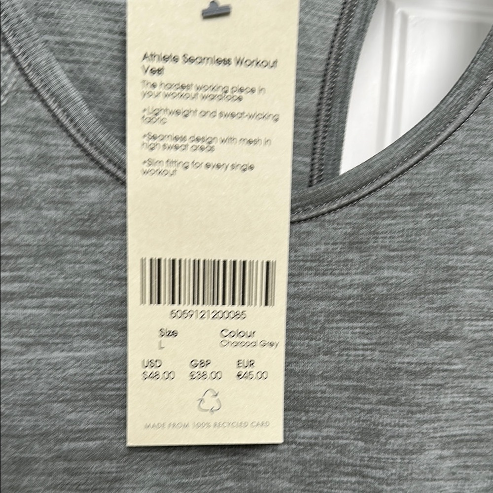 Sweaty Betty Gray Fitted Sleeveless Tank Top size large - Picture 4 of 6
